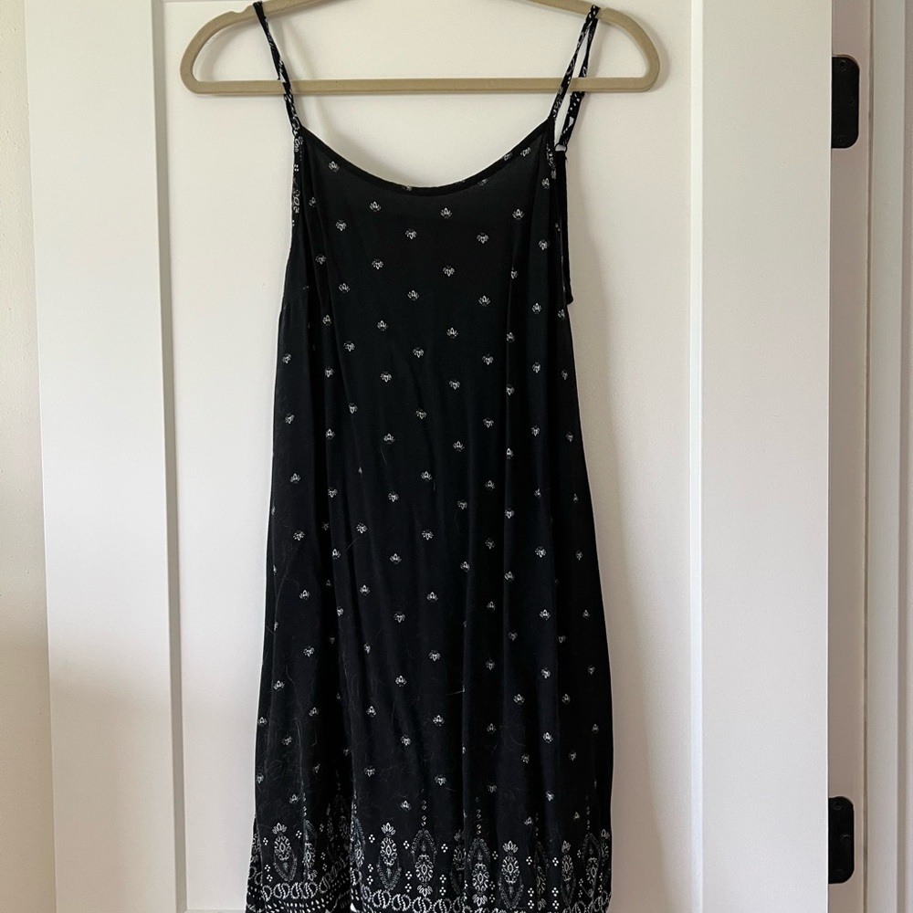 Black Spaghetti Strap Dress with White Pattern